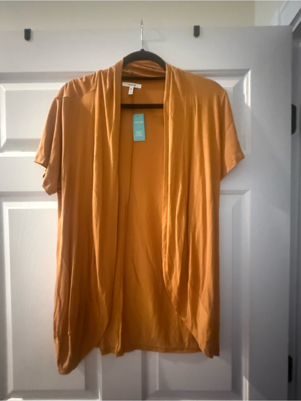 Open-Front Short Sleeve Cardigan - Mustard